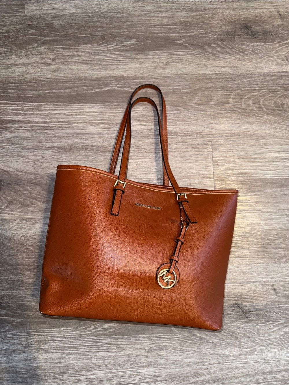 Michael Kors Leather Tote - Cognac Brown Call Out
